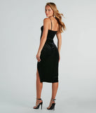 Next Stop Sultry Velvet Slit Midi Dress
