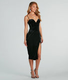 Next Stop Sultry Velvet Slit Midi Dress