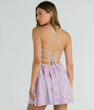 Floral Retreat Lace Up Embroidered Skater Dress