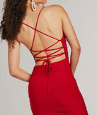 Revamp your 2025 wardrobe with this chic addition, the Sultry Status High Slit Ruched Bodycon Midi Dress in red, perfect for elevating your style in the new year.