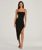 The Ignite The Night Rhinestone Cutout Midi Dress in black is a standout holiday party outfit with luxurious fabrics and a chic, festive style, perfect for holiday parties and NYE celebrations.