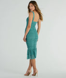 The Turn On The Charm Ruffled Mesh Midi Dress is an essential party dress that pairs chic style with versatility making it perfect for cocktail events, grad parties, or as a spring wedding guest look.