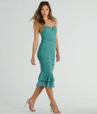 Whether it's the color or silhouette of the Turn On The Charm Ruffled Mesh Midi Dress, this bridesmaid dress is a gorgeous pick for a maid-of-honor or to create a bridal party look ready to celebrate!