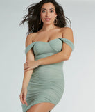 Revamp your 2025 wardrobe with this chic addition, the Chic Invite Off-The-Shoulder Mesh Midi Dress in sage green, perfect for elevating your style in the new year.