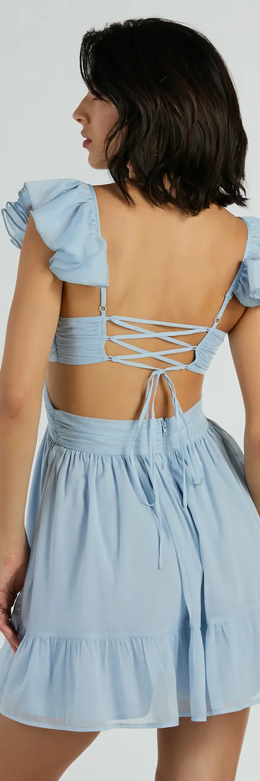 The Cherry On Top Lace-Up Cutout Chiffon Skater Dress is a casual dress for more than special occasions with a fitted or flowy silhouette and accents in the most recent trends!