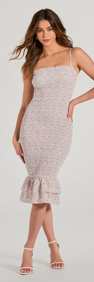 Dreamiest Summer Smocked Floral Chiffon Midi Dress