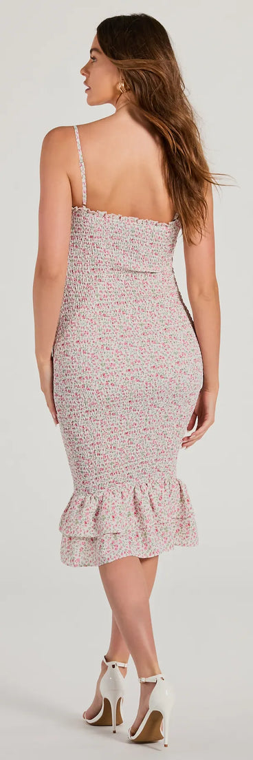 Dreamiest Summer Smocked Floral Chiffon Midi Dress