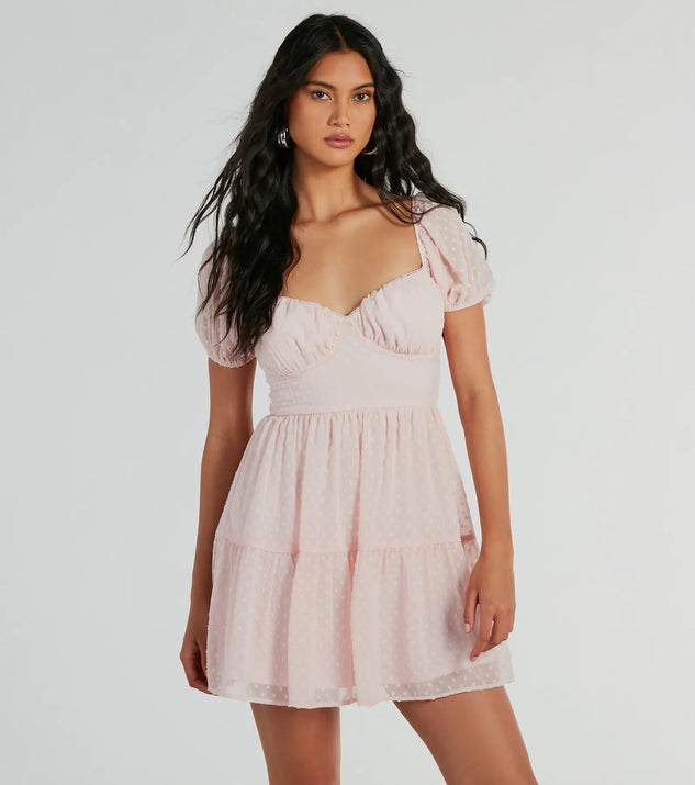 Whimsical Appeal Puff Sleeve Chiffon Skater Dress | Windsor