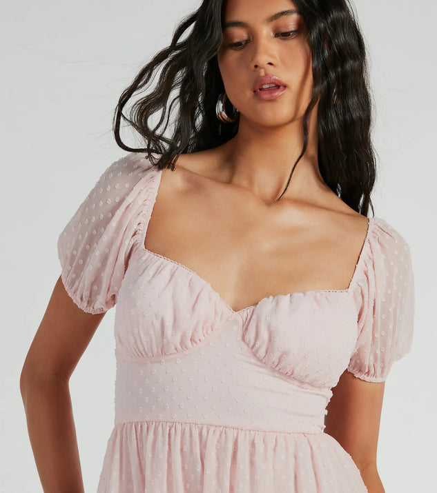 Whimsical Appeal Puff Sleeve Chiffon Skater Dress | Windsor
