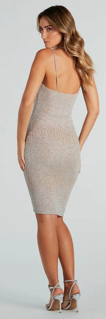 Leave A Little Glitter Cowl Neck Midi Dress