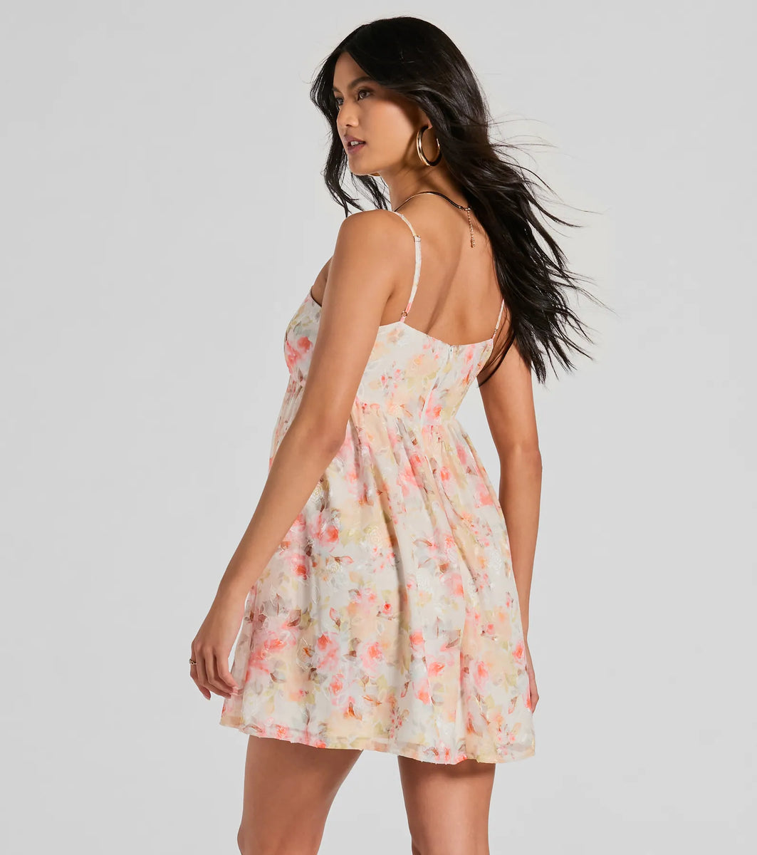 Secret Garden Floral Chiffon Babydoll Dress & Windsor