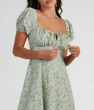 RSVP To Cute Ditsy Wildflower Tie A-Line Midi Dress