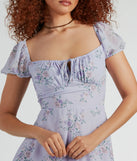 Sweetest Style Puff Sleeve Floral Chiffon Skater Dress