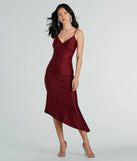 Make a bold statement in the Spotlight Moment V-Neck Surplice Midi Dress in wine, the perfect spring dress for weddings, cocktail hours, nights out, and/or seasonal celebrations.