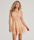 Sunny Style Floral Chiffon Tiered Skater Dress