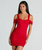Step into seasonal chic with the Winning Style Mesh Ruched Mini Dress, a red mini dress featuring an above-the-knee cut ideal for cocktail parties, festive gatherings, or clubwear.