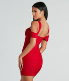 Winning Style Mesh Ruched Mini Dress in red , a stylish red dress with a flattering fit and fabric that adds allure to your look, perfect for wedding guest attire, cocktail events, or making a bold statement on a date night.