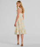 Delightfully Chic Ruffled Floral Chiffon Midi Dress