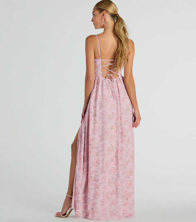 Moment Of Beauty Lace Up Floral Maxi Dress | Windsor Moment Of Beauty Lace Up Floral Maxi Dress | Windsor