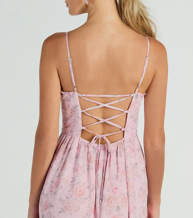 Moment Of Beauty Lace Up Floral Maxi Dress | Windsor