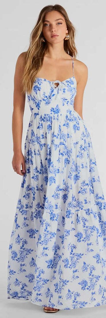 The Charming Vibe Tie-Back Flowy Floral Woven Maxi Dress is a casual dress for more than special occasions with a fitted or flowy silhouette and accents in the most recent trends!