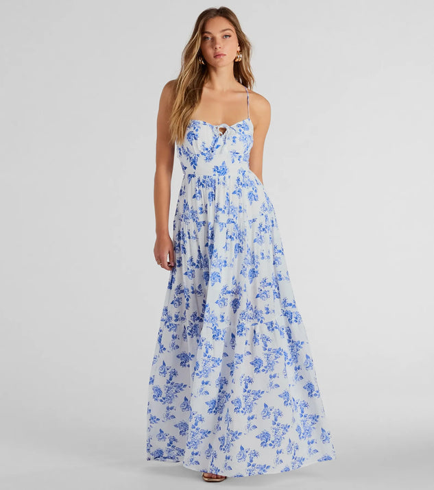 Charming Vibe Tie-Back Flowy Floral Woven Maxi Dress | Windsor Charming Vibe Tie-Back Flowy Floral Woven Maxi Dress | Windsor