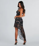 Mystical Beauty Greek Print Ruffle Midi Dress