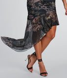 Mystical Beauty Greek Print Ruffle Midi Dress