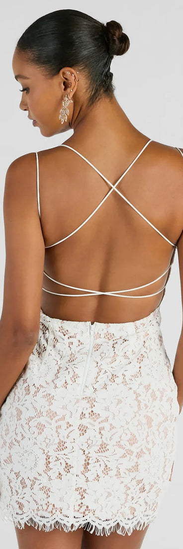The Major Swoon Strappy Back Lace Mini Dress is a mini dress that will make a statement with its short hemline and on-trend details to have you ready for any event!