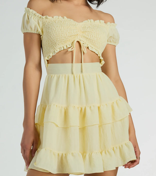 Girlycore Off-The-Shoulder Ruffled Skater Dress | Windsor
