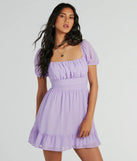 Charming Style Puff Sleeve Chiffon Skater Dress