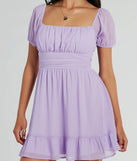 Charming Style Puff Sleeve Chiffon Skater Dress