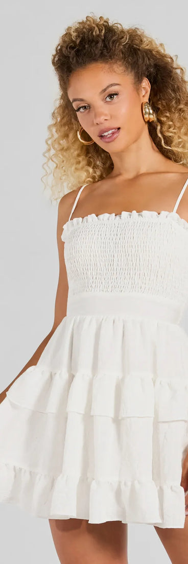 The Tea Time Ruffled Short Skater Dress is a mini dress that will make a statement with its short hemline and on-trend details to have you ready for any event!