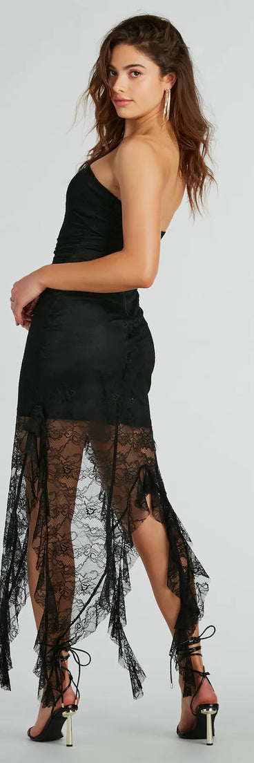 Cherished Romance Lace Ruffle Midi Dress