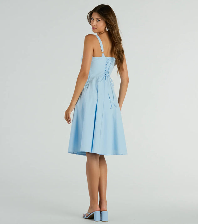 Picturesque Cutie Corset Lace-Up A-Line Midi Dress | Windsor