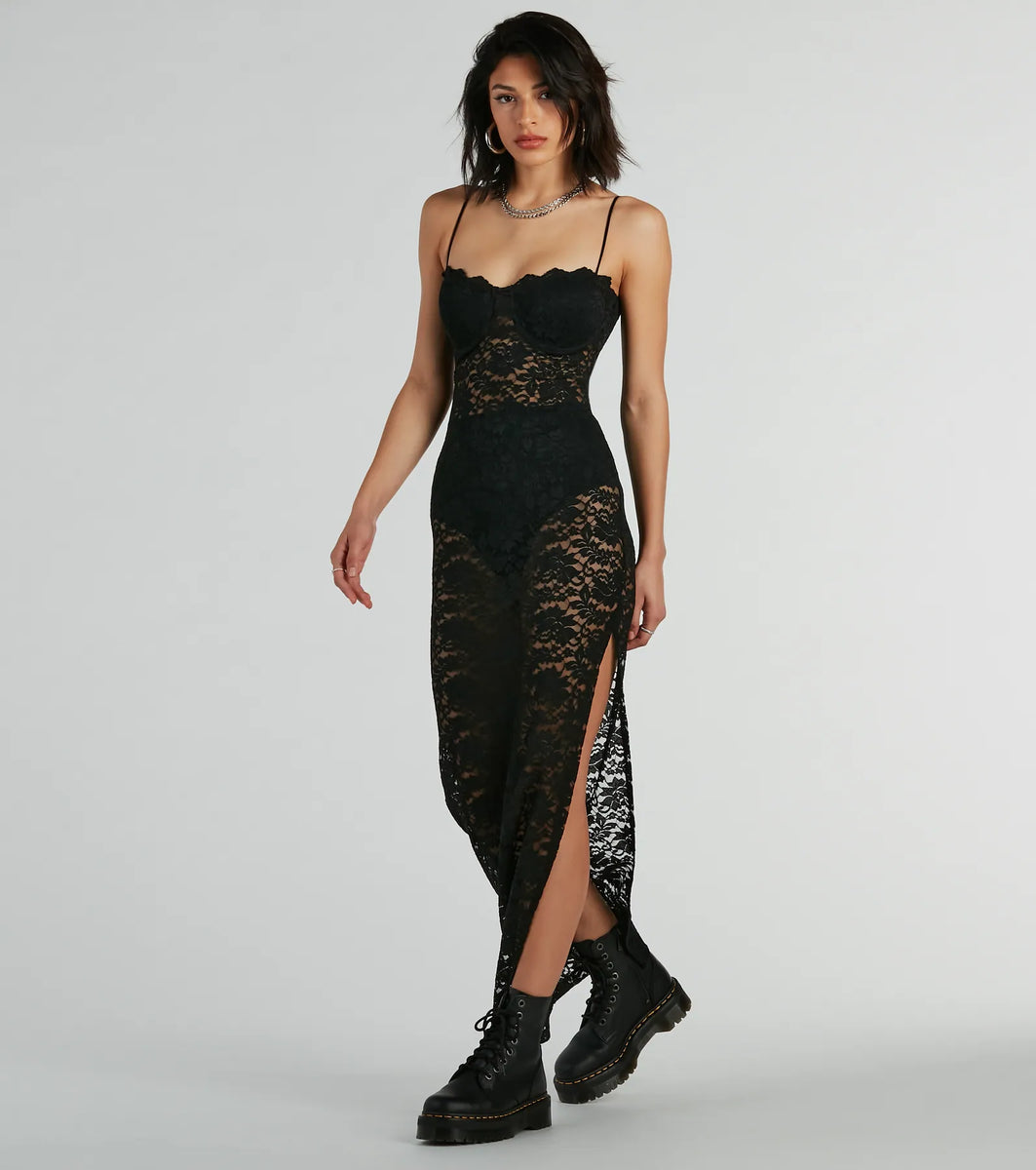Kiss And Tell Sweetheart Sheer Lace Maxi Dress | Windsor Kiss And Tell Sweetheart Sheer Lace Maxi Dress | Windsor