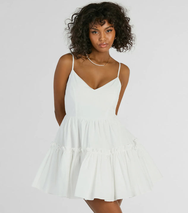 white cotton skater dress Off White Cotton Lace Trim Skater Mini Dress