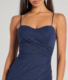 Glitz And Glimmer Glitter Mesh Wrap-Front Midi Dress