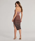Revamp your 2025 wardrobe with this chic addition, the Effortless Dazzle Ombre Glitter Mesh Midi Dress in brown, perfect for elevating your style in the new year.