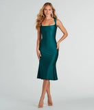 Turn heads at Prom 2025 in this hunter green prom dress, where statement-making details meet the iconic style of the Iconic Presence Sleeveless Midi Dress .