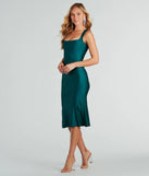 Step into Prom 2025 in a hunter green prom dress, where unique Windsor accents and the standout Iconic Presence Sleeveless Midi Dress style come together.