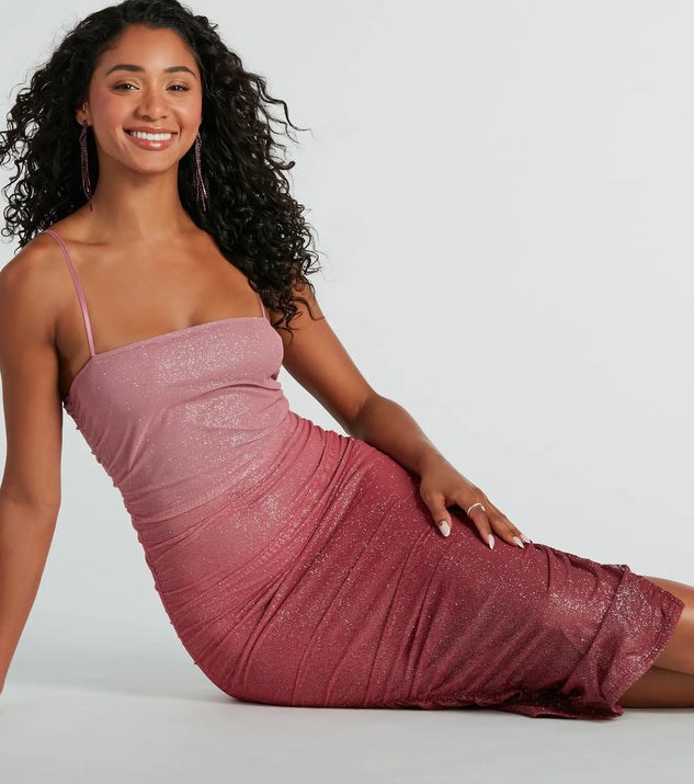 Sassy Shine Ombre Glitter Mesh Midi Dress | Windsor