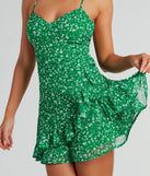 Floral Flair Ruffled Wrap Chiffon Mini Dress