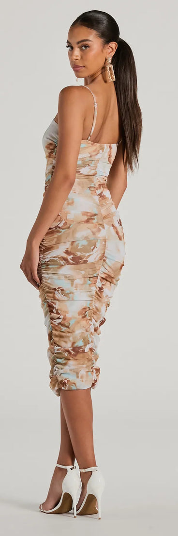 The midi dress length on the Admiring Muse Sleeveless Bodycon Floral Midi Dress provides an elevated silhouette perfect for any party, occasion, or everyday styling.