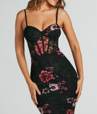 Look Of Love Floral Lace Corset Midi Dress
