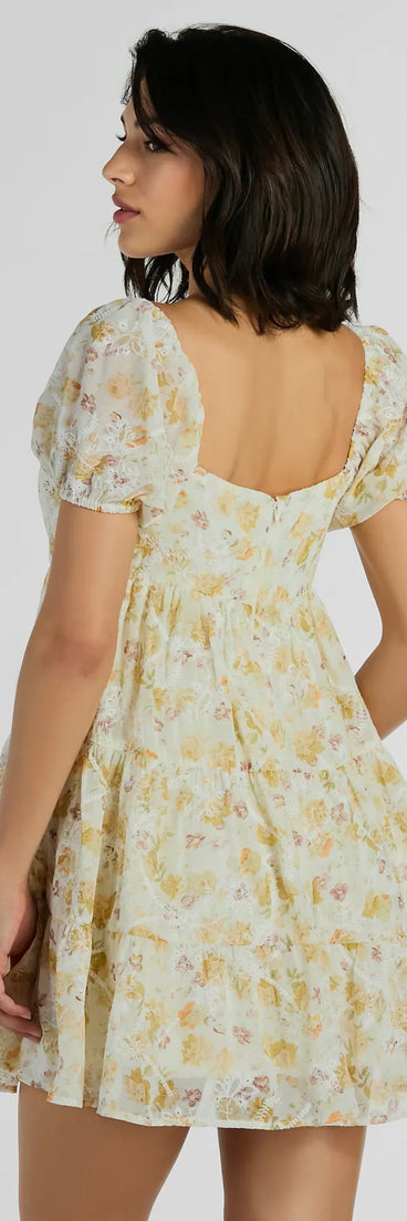 Captivating Cutie Eyelet Floral Babydoll Dress