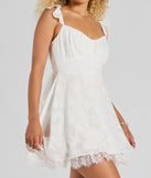 Charming Floral Chiffon Lace Trim Skater Dress