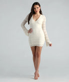 Loved In Lace V-Neck Long Sleeve Short Dress