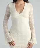 Loved In Lace V-Neck Long Sleeve Short Dress