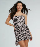 Forever A Vision Strapless Velvet Floral Mini Dress